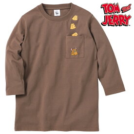 全品ポイント5倍 5/25 0:00-23:59■[TOM and JERRY]天竺7分袖ポケ付きTシャツ