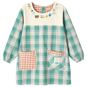 バスト切替えチェック柄アニマルかっぽう着保育士 エプロン ナース ナースエプロン キャラクター かわいい 看護師 保育士 介護士 歯科衛生士 医療 ワーク予防衣 アンファミエ