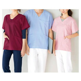 【60％OFF】ストレッチスクラブ上衣(男女兼用)スクラブ 白衣 医療 ナース服 医療用 レディース メンズ 女性 男性 半袖 看護師 調理 ナース 介護士 アンファミエ