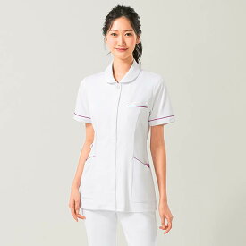 透け防止ウイルスガード 2WAYストレッチパイピング使いジャケットナース服 白衣 ナースウェア 医療用 ナース 看護師 介護士 クリニック 歯科医 アンファミエ