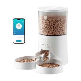 【訳あり】自動給餌器 猫用 WIFI式 二皿 4L容量 定時定量 盗食防止 半透明タンク