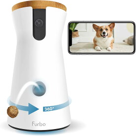 【わけあり】【新型】Furbo ドッグカメラ - 360°ビュー｜ ファーボ ペットカメラ 犬 猫 留守番 自動給餌器 飛び出すおやつ 見守り スマホ対応 iPhone & Android 対応 いぬ イヌ ねこ ネコ 双方向オーディオ, 暗視, HD解像度, 吠える声検知, モーションセンサー インドア