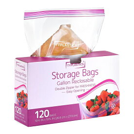 TYPLASTICS フリーザーバッグ ダブルジッパーバッグ 冷凍冷蔵食品保存袋 Lサイズ 120枚入り