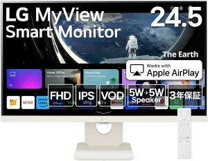 LG X}[gj^[ / 25SR50F-W/MyView Smart Monitor / 24.5C` tHD/webOS/IPS / 5W+5WXs[J[ / AirPlay 2 / Miracast/USB Type-A/HDMIieARCj / XfUC / 3Ӄt[X / zCg/`[i[Xe