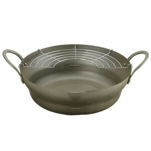 同梱不可からり亭 広口揚げ鍋 28cm アミ付 KRR-28W