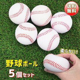やわらかい素材の 野球ボール 野球 練習 スポンジ素材 5球セット 子供用 スポンジボール