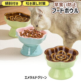 【ポイント10倍】 【獣医師推薦】 フードボウル 犬 猫 高さがある おしゃれ 陶器 早食い防止 吐き戻し防止 餌皿 食器 水飲み皿 傾斜 斜め 15度 負担軽減 水で洗える 滑り止め 安定感 ペット用 セラミック 脚付き かわいい 食べやすい 傷付きにくい おやつ 水分補給