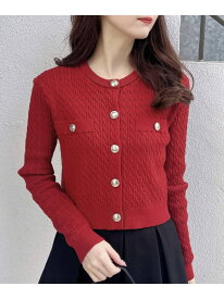 【WEB限定】12G金釦ケーブルニットカーディガン INGNI イング トップス カーディガン レッド ホワイト ブラック グレー[Rakuten Fashion]