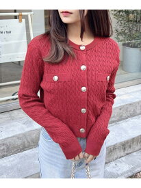 【SALE／31%OFF】金ボタンケーブルニットカーディガン INGNI イング トップス カーディガン ホワイト ブラック ブルー グレー レッド【RBA_E】[Rakuten Fashion]