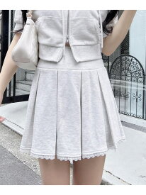 裾レースミニスウェットプリーツスカート INGNI イング スカート ミニスカート グレー ネイビー[Rakuten Fashion]
