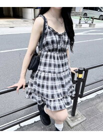 チェック柄ミニキャミティアードワンピース INGNI イング ワンピース・ドレス ワンピース ネイビー ブラック ブラウン【送料無料】[Rakuten Fashion]