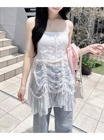 【WEB限定】レースドロストキャミチュニック INGNI イング ワンピース・ドレス チュニック ホワイト ブラック[Rakuten Fashion]
