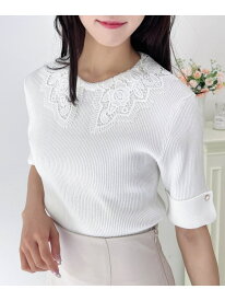 レース襟ニット INGNI イング トップス ニット ブラック ホワイト ピンク【送料無料】[Rakuten Fashion]