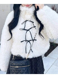 【SALE／43%OFF】リボン付スタンドボアブルゾン INGNI イング ジャケット・アウター ブルゾン・ジャンパー ベージュ ホワイト ブラック【RBA_E】【送料無料】[Rakuten Fashion]