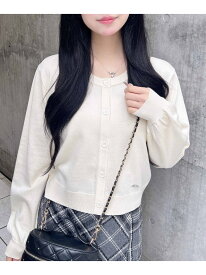 【WEB限定】12Gプレート付ニットカーディガン INGNI イング トップス カーディガン ホワイト ブラック ピンク グレー レッド[Rakuten Fashion]