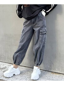 デニムカーゴパンツ INGNI イング パンツ カーゴパンツ ブラック ブルー【送料無料】[Rakuten Fashion]