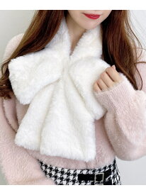 【SALE／47%OFF】フワフワリボンティペット INGNI イング ファッション雑貨 マフラー・ストール・ネックウォーマー ホワイト ブルー ベージュ【RBA_E】[Rakuten Fashion]