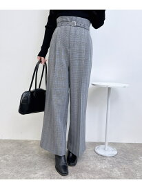 共ベルト付きグレンチェックワイドPT INGNI イング パンツ その他のパンツ グレー ベージュ【送料無料】[Rakuten Fashion]