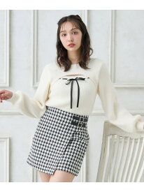 12Gフェザーリブ デコルテオープンリボンニット INGNI イング トップス ニット ホワイト ピンク ブラック[Rakuten Fashion]