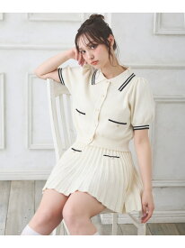 【SALE／10%OFF】襟付ニットカーディガン＋ニットミニスカパン／セットアップ INGNI イング トップス ニット ホワイト ネイビー グレー【RBA_E】【送料無料】[Rakuten Fashion]