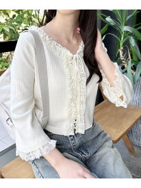 【SALE／31%OFF】フリル5分袖ニットカーディガン INGNI イング トップス カーディガン ブルー ピンク ホワイト【RBA_E】[Rakuten Fashion]