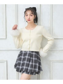 【WEB限定】袖先ファーニットカーディガン INGNI イング トップス カーディガン ベージュ ブラック ピンク[Rakuten Fashion]