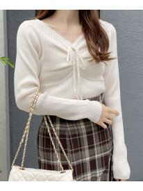 フロントギャザーニット INGNI イング トップス ニット グレー ピンク ホワイト ブラック[Rakuten Fashion]