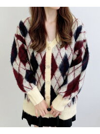 【SALE／58%OFF】7Gアーガイル柄JQロングニットCD INGNI イング トップス カーディガン グレー ホワイト ブラウン【RBA_E】[Rakuten Fashion]