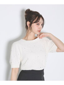 【SALE／14%OFF】ビジュー付ブークレニット INGNI イング トップス ニット ピンク グレー ブラック ホワイト【RBA_E】[Rakuten Fashion]