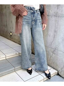 ウエストデザインワイドデニムパンツ INGNI イング パンツ ジーンズ・デニムパンツ ブルー ブラウン ネイビー[Rakuten Fashion]