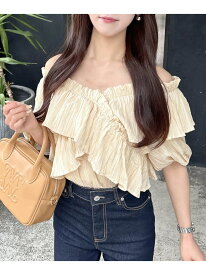 【SALE／30%OFF】【WEB限定】楊柳フリルオフショルブラウス INGNI イング トップス シャツ・ブラウス ホワイト イエロー ピンク ブラック【RBA_E】[Rakuten Fashion]