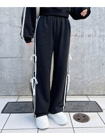 【WEB限定】レースライン裏毛PT INGNI イング パンツ ジャージ・スウェットパンツ ブラック グレー[Rakuten Fashion]