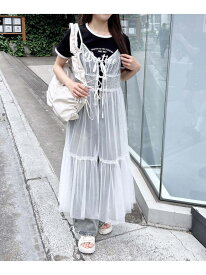 【SALE／31%OFF】チュールシャーリングキャミワンピース INGNI イング ワンピース・ドレス ワンピース ブラック ホワイト【RBA_E】[Rakuten Fashion]