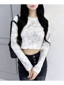 【SALE／21%OFF】ムラ染めメタルロゴロンT INGNI イング トップス カットソー・Tシャツ グレー ホワイト ブラック【RBA_E】[Rakuten Fashion]