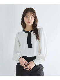 【SALE／31%OFF】配色ボウタイトロミブラウス INGNI イング トップス シャツ・ブラウス ホワイト ベージュ グレー【RBA_E】[Rakuten Fashion]