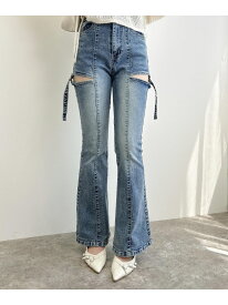 【SALE／10%OFF】サイドスリットベルト付フレアデニム INGNI イング パンツ ジーンズ・デニムパンツ ブルー【RBA_E】[Rakuten Fashion]