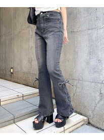 【WEB限定】センターシームレースUPフレアデニムパンツ INGNI イング パンツ ジーンズ・デニムパンツ グレー ネイビー ブルー【送料無料】[Rakuten Fashion]
