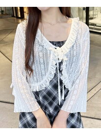 フリルリボンレースカーディガン INGNI イング トップス カーディガン ベージュ ブラック[Rakuten Fashion]