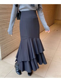 レースアップアシメティアードスカート INGNI イング スカート ロング・マキシスカート ベージュ ブラック レッド【送料無料】[Rakuten Fashion]