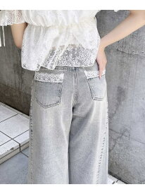 バックポケットレースワイドルーズデニム INGNI イング パンツ ジーンズ・デニムパンツ ブルー【送料無料】[Rakuten Fashion]