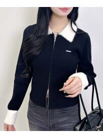 【SALE／20%OFF】12Gフェザー衿リブニットカーディガン INGNI イング トップス カーディガン ブラウン ブラック グレー【RBA_E】[Rakuten Fashion]