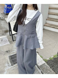 【SALE／65%OFF】【WEB限定】ペプラムベスト＋ワイドパンツ／セットアップ INGNI イング トップス ベスト・ジレ グレー ブルー ブラウン【RBA_E】[Rakuten Fashion]