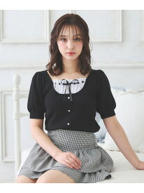 【SALE／16%OFF】レイヤード風半袖ニット INGNI イング トップス ニット ベージュ ブラック ピンク【RBA_E】[Rakuten Fashion]