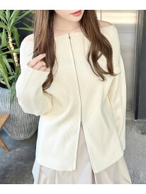 【SALE／30%OFF】【WEB限定】オフショルジップニットカーディガン INGNI イング トップス カーディガン ホワイト グレー ブラック ピンク【RBA_E】[Rakuten Fashion]