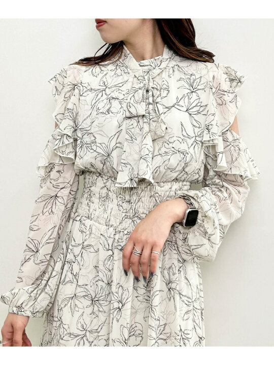 楽天市場】【SALE／40%OFF】肩開きフリル花柄シフォン/OP INGNI イング 