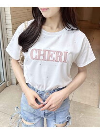 INGNI/(W)ラインストーン飛ばしラバー貼付T INGNI イング トップス カットソー・Tシャツ ホワイト ブラック ピンク[Rakuten Fashion]