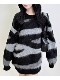 マーブル柄シャギーニット INGNI イング トップス ニット ブラウン グレー ブルー[Rakuten Fashion]