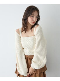 【WEB限定】ケーブルボレロニットアンサンブル INGNI イング トップス カーディガン グレー ホワイト ブラック【送料無料】[Rakuten Fashion]