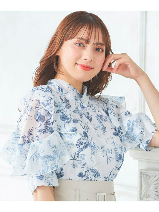 楽天市場】【SALE／48%OFF】袖フリル花柄シアー5分袖/BL INGNI イング 