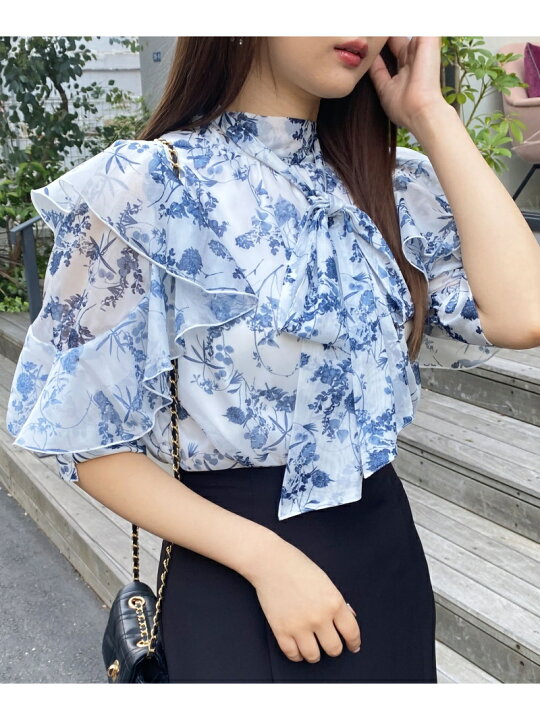 楽天市場】【SALE／48%OFF】袖フリル花柄シアー5分袖/BL INGNI イング